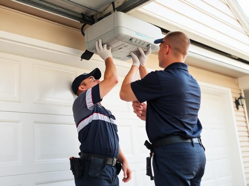 North Royalton Garage Doors professional team installing garage door opener